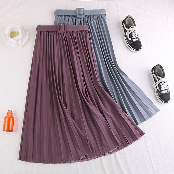 

skirts 2021 spring / summer waist chiffon pleated women's drs medium length a-line skirt, Black