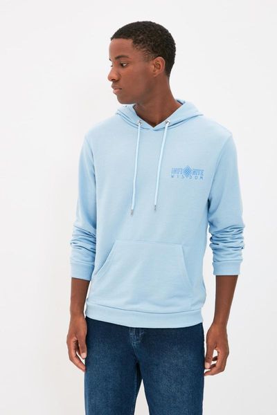 

men's hoodies & sweatshirts trendyol men 's regular fit hooded sweatshirt tmnaw22sw0116, Black
