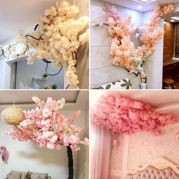 

decorative flowers & wreaths home party decoration diy wedding 3-pronged cherry branch artificial flower false plant tree 100cm
