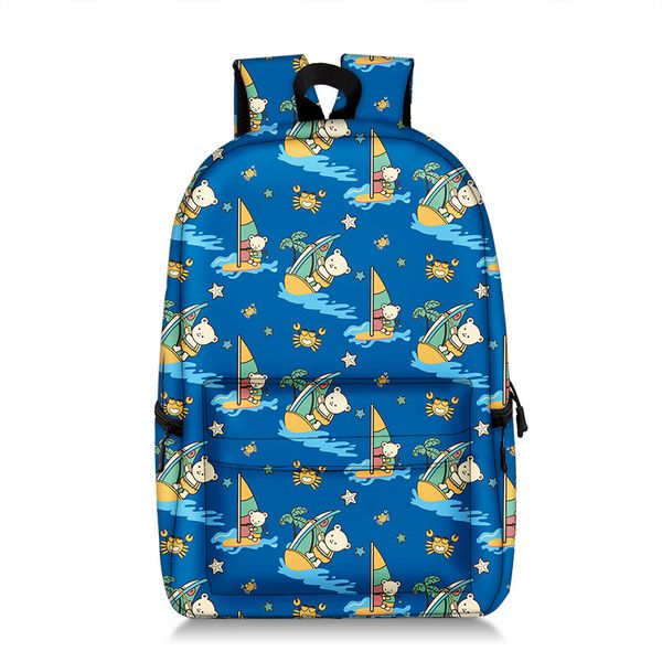 

sailing pattern student print backpack comfortable and large capacity novel fun school trip play