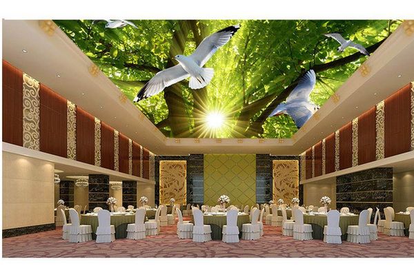 

wallpapers 3d ceiling murals wallpaper forest sunshine zenith for room
