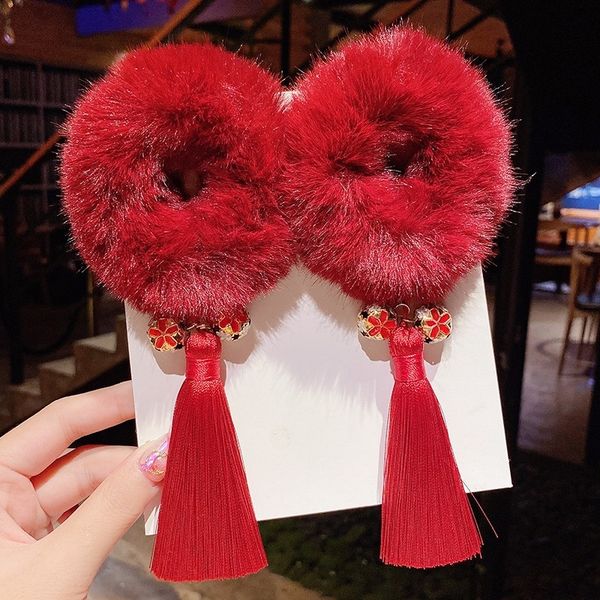 

qCry pin children's hairpin accessories fur tassel girl baby princess rubber bandrubber band little girl hair ornament headdress cute, Slivery;white