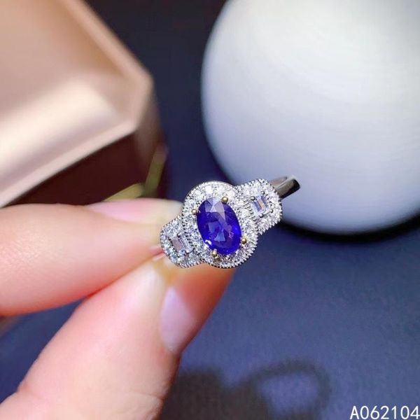 

cluster rings kjjeaxcmy fine jewelry 925 sterling silver inlaid natural sapphire women elegant simple noble adjustable gem ring support de, Golden;silver