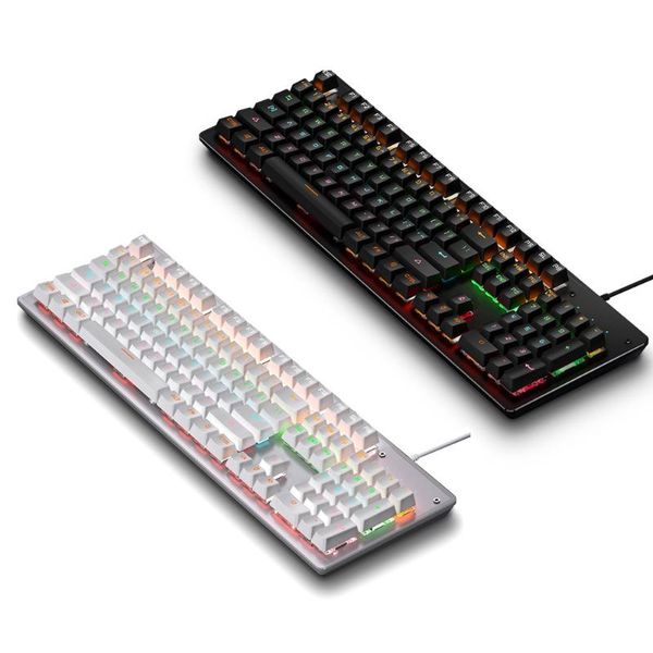 

keyboards usb blue switch gaming mechanical keyboard 104 keys rgb backlight computer gamer office