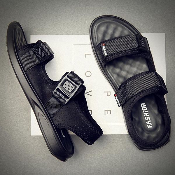 

sandals casual men summer shoes sandal mens sandles outdoor breathable comfort slip on plus size open sandalias hombre eva, Black