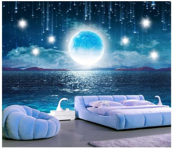 

wallpapers custom po 3d room wallpaper water rose bright moon sky home improvement wall murals for walls 3 d print fabric