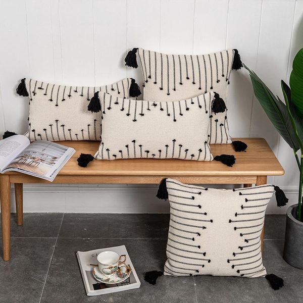 

cushion/decorative pillow stripe cushion cover tassels throw woven thick for home decoration sofa bed living room 45x45cm