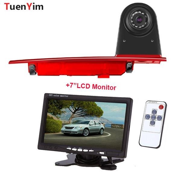

car rear view cameras& parking sensors night vision brake light camera for transit 2012-2021 with 7inch lcd monitor 2in1 kit
