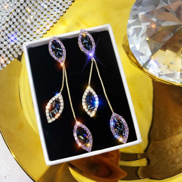 

925 silver needle long tassel exaggerated 2021 new temperament fashion women net red personality earrings, Black