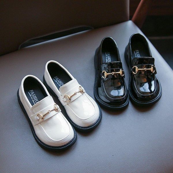 

flat shoes 2021 spring and autumn children' students show korean version of black princess baby girls' leather, Black;grey