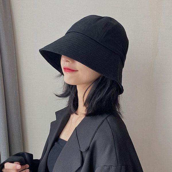 

wide brim hats large-brimmed bucket fisherman's hat women can fold sun sunscreen korean version of the fashion, Blue;gray