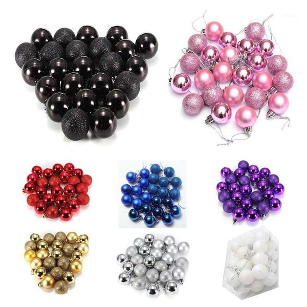 

24pcs chic christmas baubles tree plain glitter xmas ornament ball decoration