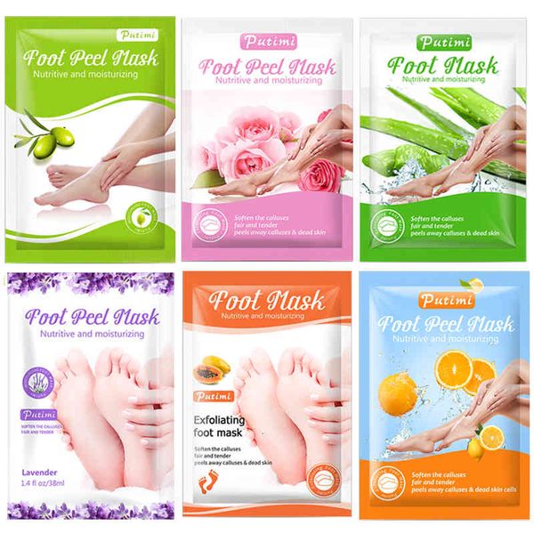 

mask 12pcs=6packs feet exfoliating foot mask for legs lavender heels skin peeling dead skin feet mask socks for pedicure moisturizing