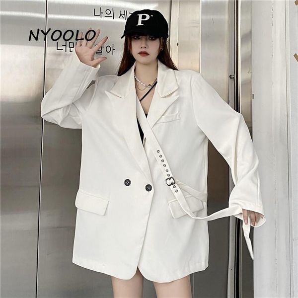 

women's suits & blazers nyoolo high street ribbons pockets long sleeve elegant suit jacket women clothes autumn office lady ol outerwea, White;black