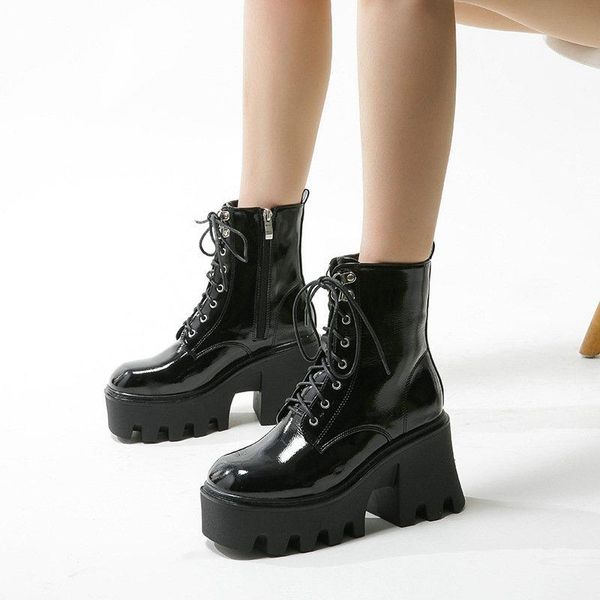 

boots women's trendy ins cool 2021 british style thick-soled thick-heeled short motorcycle, Black
