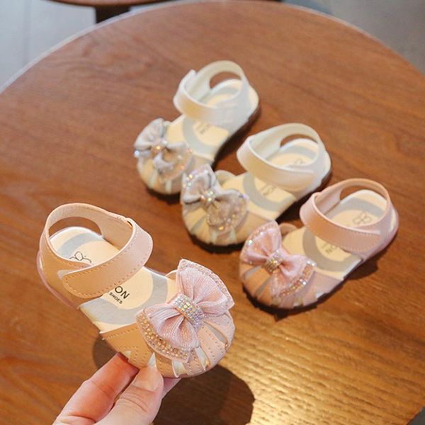 

sandals baby for girls pink white summer shoes toddler kid bow non-slip soft flats little girl casual beach slippers, Black;red