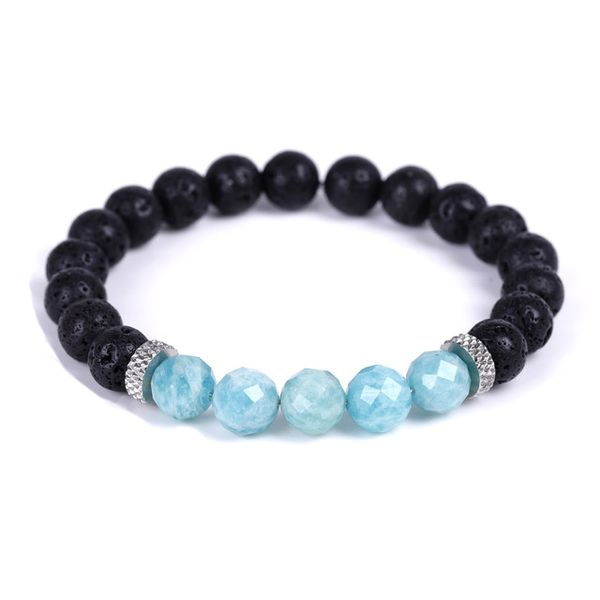 Bracciale con filo di pietra naturale da 8 mm Energia di guarigione Reiki Lava nera Amazzonite Rubini Zoisite Lapis Bracciale con perline di cristallo di quarzo