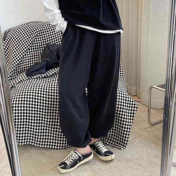 

women's pants & capris spring and autumn casual solid color high waist loose sweatpants ikmf, Black;white