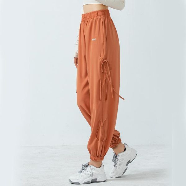 

drawstring fitness jogger trousers women elastic waist sweatpants side bandage loose training pants with pocket women's & capris, Black;white