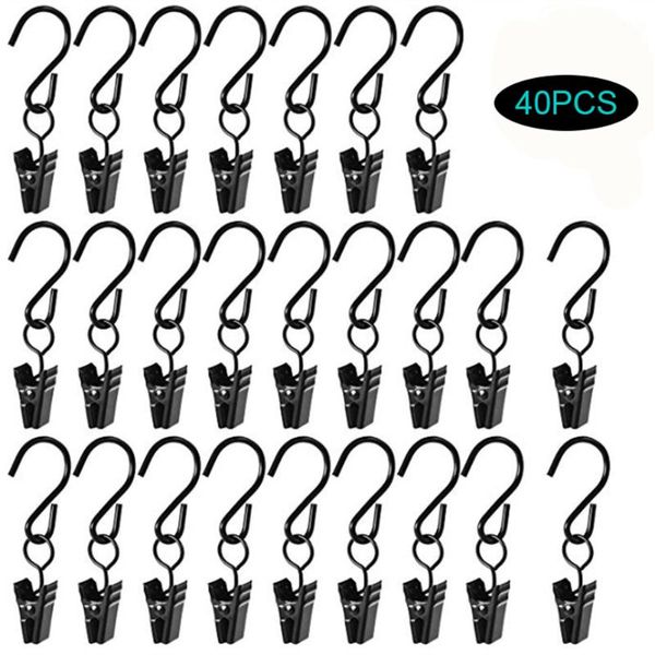 

other home decor 12/40pc s-shaped hook strong sturdy metal curtain clips shower hooks living room accessories clamps drapery holder