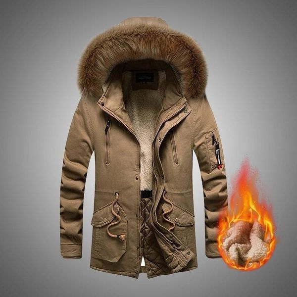

men's down & parkas winter coat men parka hooded fleece warm jackets windbreaker coats hunting hiking camping cazadora hombre invierno, Black