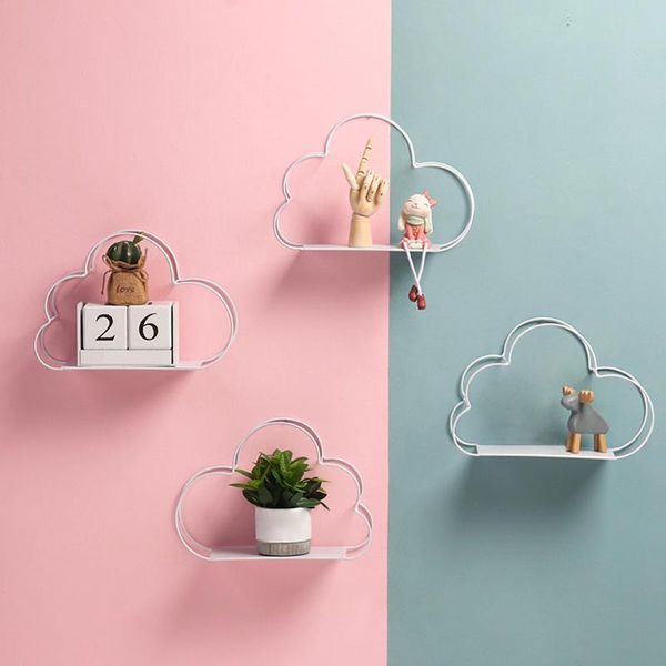 

hooks & rails wall mounted storage rack wrought iron cloud-shaped shelf organization for bedroom home decor diy holder