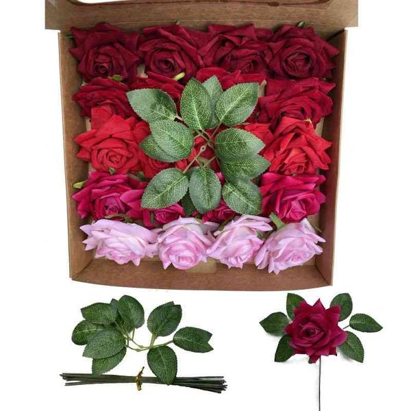 

20 flannel roses in gift box for valentine's day wedding home decoration