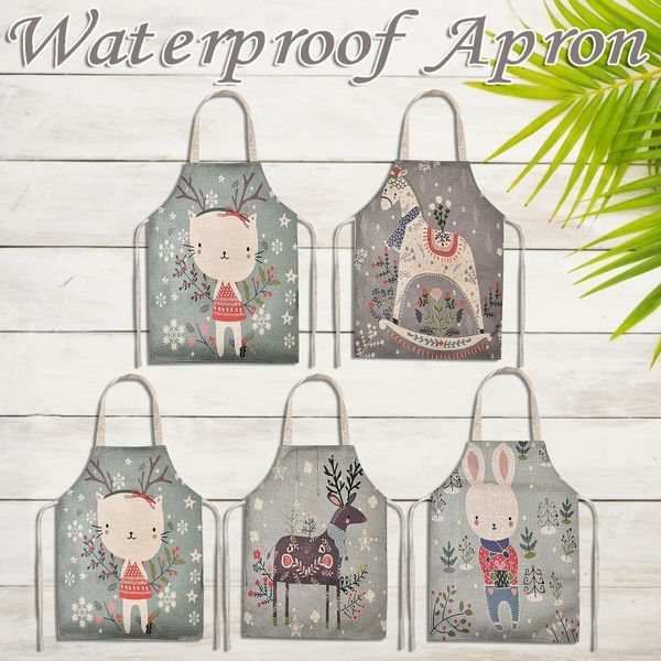 

aprons waterproof and oil-proof kitchen apron cartoon animal sleeveless cotton linen home cleaning for men women