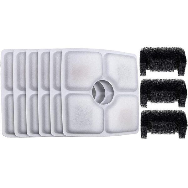 

cat bowls & feeders 9pcs water fountain filter, replacement filters for 84oz/2.5l automatic pet dog dispenser