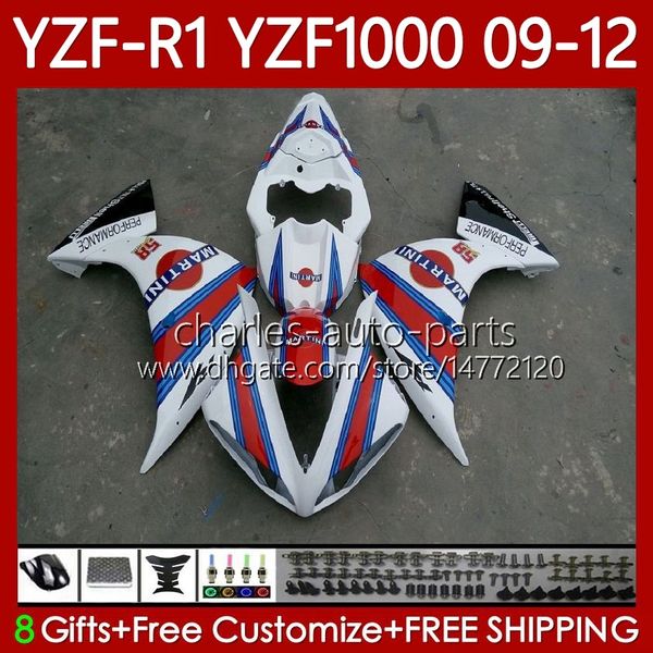 YAMAHA YZF R1 1000 CC YZF1000 YZF-R1 2009 2010 2011 2012 MOTO BODYS 92NO.81 YZF-1000 YZF R 1 1000CC Kırmızı Beyaz Mavi 2009-2012 YZFR1 09 10 11 12 Fairing Kiti