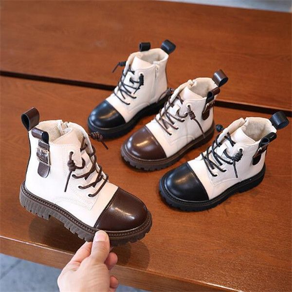 Оптовые и розничные IRLs Martin Boots Plus Tearth Girls Кожаные туфли Случайные Wild Детская Мода Короткие Ботинки 2021 Зима Новый Нескользящий Детский Обувь