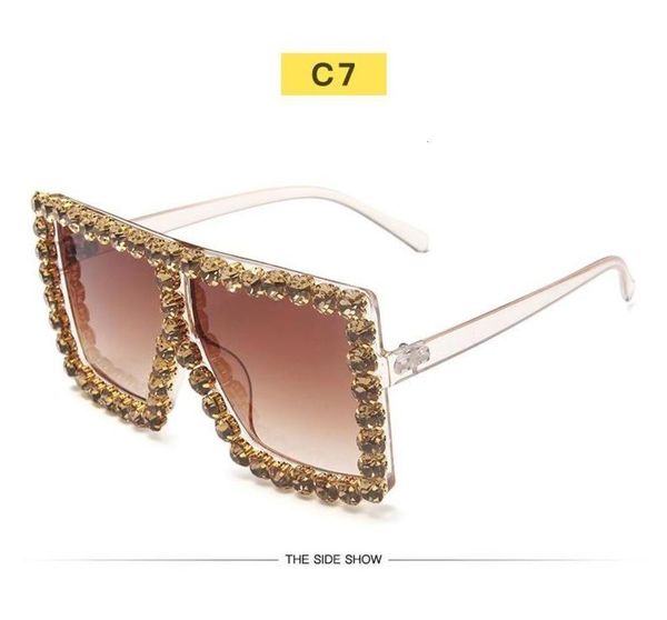 

Fashionable sun frames Rhinestone Crystal UV400Glasses Luxury Sunglasses Oversized Diamond Transparent Designer Women For Candy Sexy Designe Fa, Black