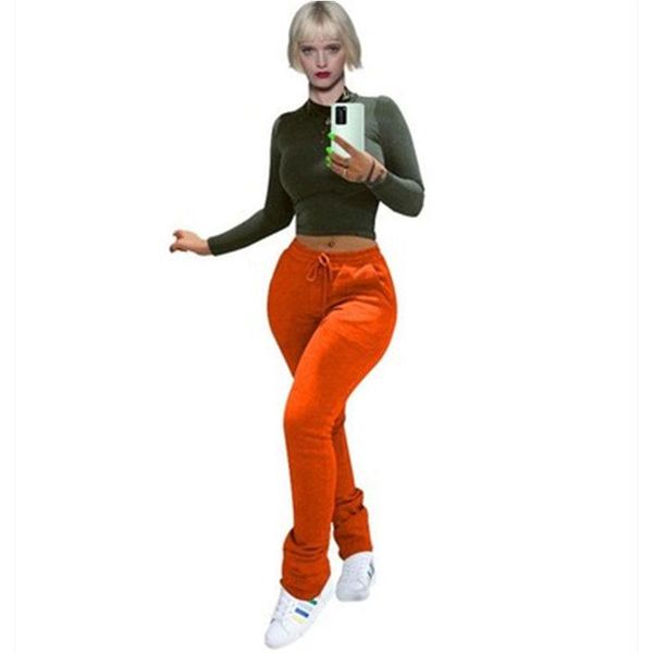 

womens solid colors pile of pants fashion trend high waist drawstring skinny sweatpants designer spring female slim casual elasticated pant, Black;white