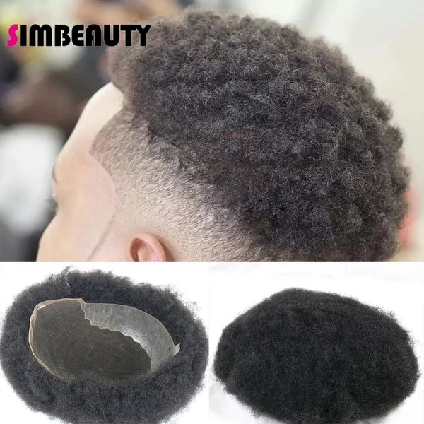 4 mm Herrenhaar, Afroamerikaner-Toupet für Männer, atmungsaktiv, Q6, volle Spitzenbasis, Afro-verworrene lockige Perücke, Einheit, lockiges Herrenhaar, 100 % Echthaar