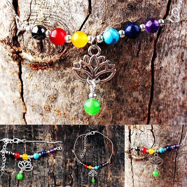 

anklets women colorful beads chain anklet charm lotus flower ankle fashion bracelet beach foot jewelry, Red;blue