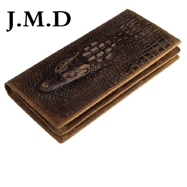 

j.m.d arrival 100% men's fashion leather wallet crazy horse purse card holder crocodile grain patterns wallets, Red;black