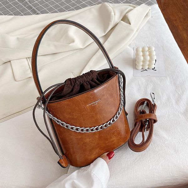 

evening bags fashion leisure one shoulder bucket women's bag 2021 spring foreign temperament portable chain small woman handbag