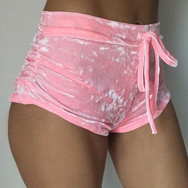 

women's shorts s-xl women velvet drawstring plus size casual high waist 2021 winter skinny booty feminino, White;black