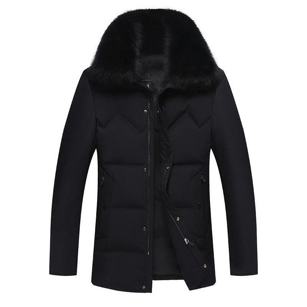 

men's down & parkas justar winter down jacket thickened medium length detachable fur collar coat ebjq, Black