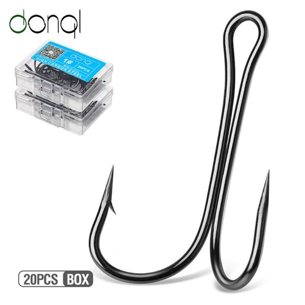 

fishing hooks donql 20pcs/ box double barbed carp long shank fishhook for soft worm lure bass accessories