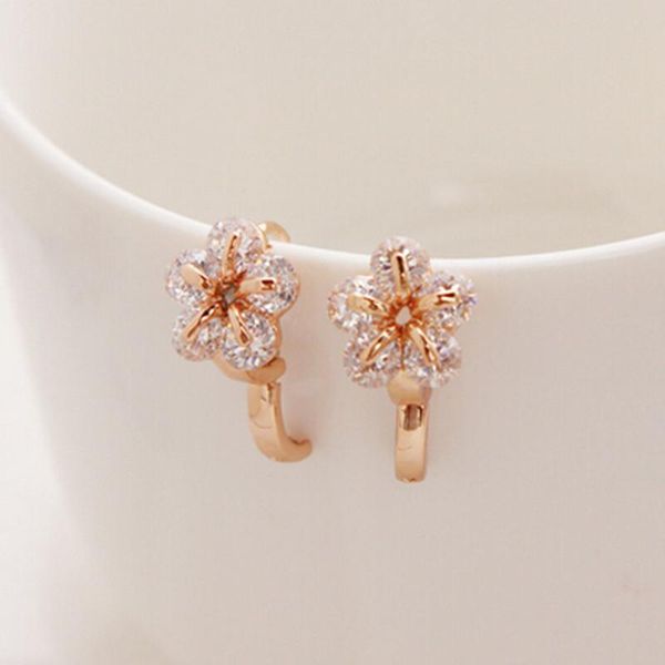 

fashion lady earing gold-color stud earrings luxury jewelry round crystal cubic zircon wedding, Golden;silver