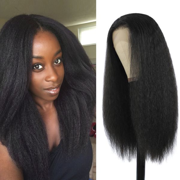 60cm yaki straight sintético wig peruca simulação cabelo humano perucas de cabelo para mulheres preto e branco K145