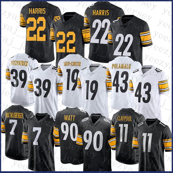 

custom 22 najee harris 90 t.j. watt football jersey juju smith-schuster chase claypool ben roethlisberger minkah fitzpatrick devin bush troy, Black;red