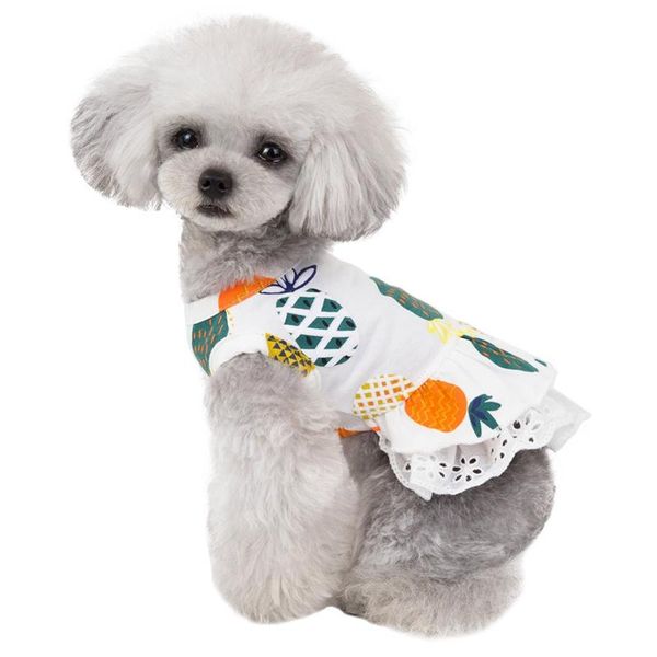 

dog apparel summer pineapple puppy cat dresses for yorkies chihuahua clothes soft cotton pet cats animals skirt dress