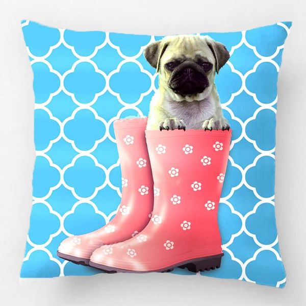 

teal quatrefoil pug puppy in boots trending wedding decorative cushion cover pillow case customize gift for sofa seat pillowcase cushion/dec