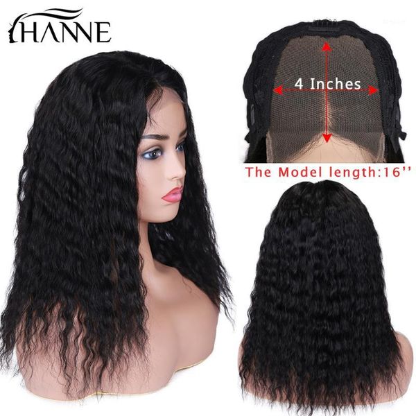 

small loose deep wave wigs 4*4 lace closure 100% human hair remy brazilian pre plucked wig & gifts1, Black;brown