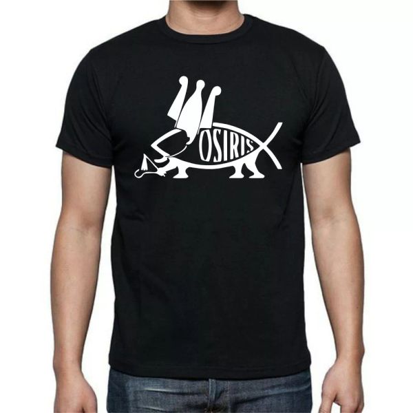 

viking osiris jesus fish walking t shirt tee, White;black