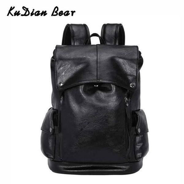 

backpack casual men lapbag large capacity pu leather school bags black trip travel backpacks rugzak bix326 pm49