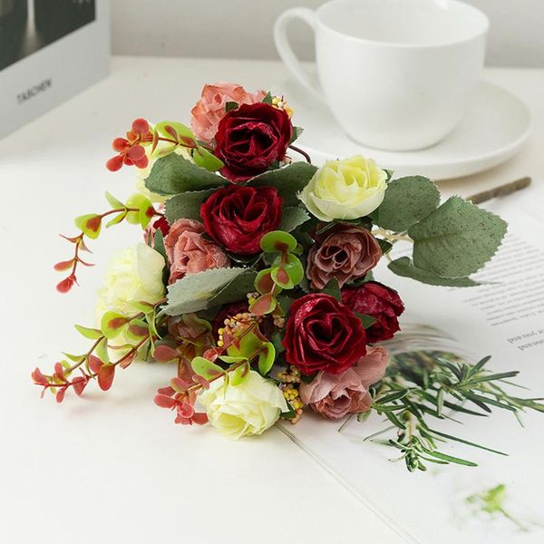 

decorative flowers & wreaths artificial silk fake bunch wedding party home grave floral bouquet decor for bedroom living room el desk decora