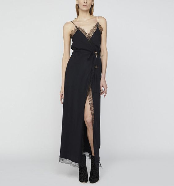

OSL 2021 Spring Flora Print Spaghetti Strap Mid Calf Sleeveless Empire Fashion Casual Prom Dresses Brand Same Style Dress, Black